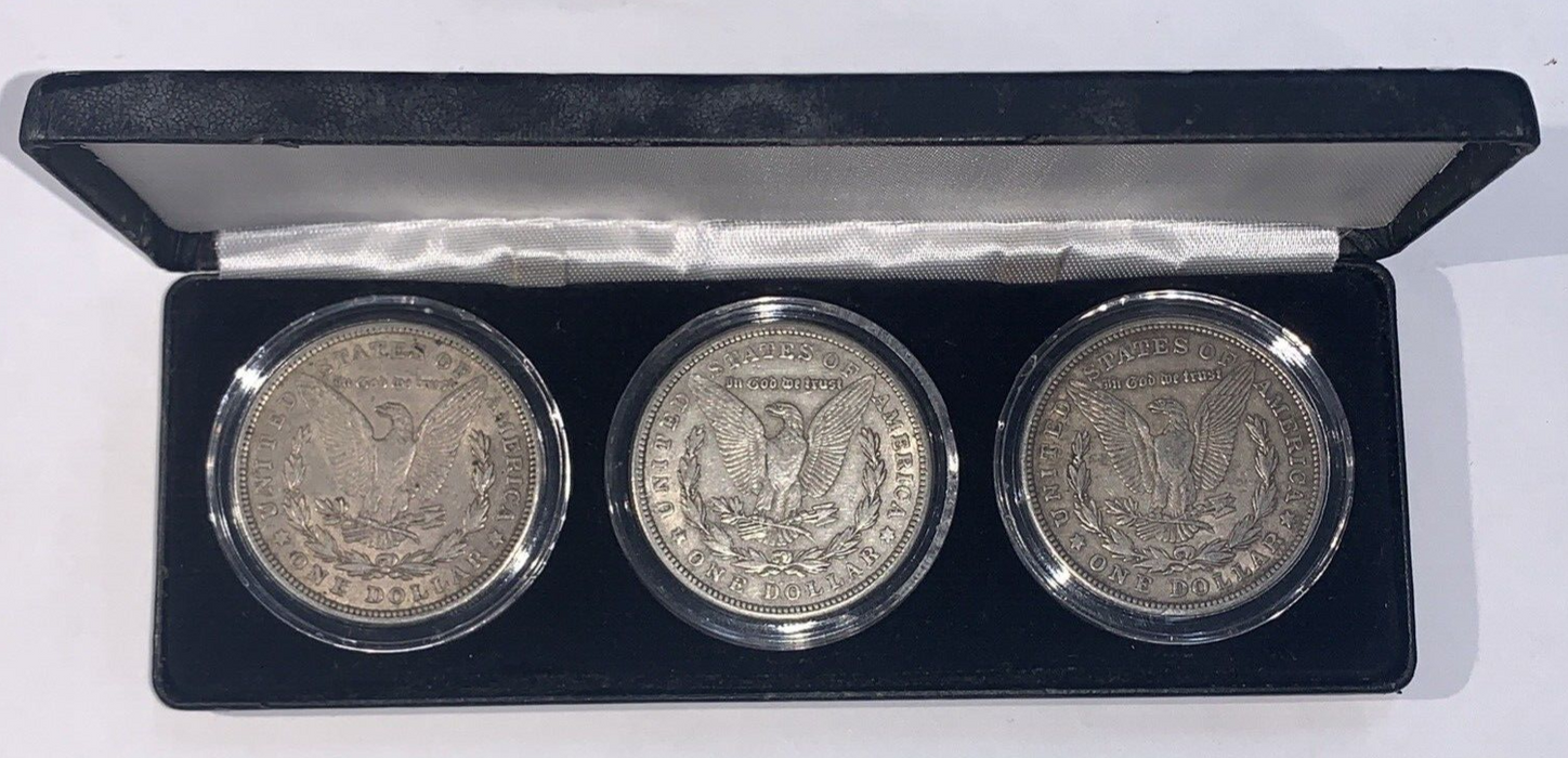 1921-P,D,S Morgan Silver Dollar, Littleton Coin 3 Coin Set In Case