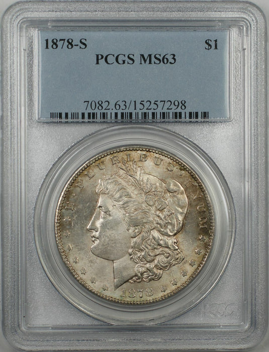 1878-S Morgan Silver Dollar Coin $1 PCGS MS-63 Better Quality Coin (8H)