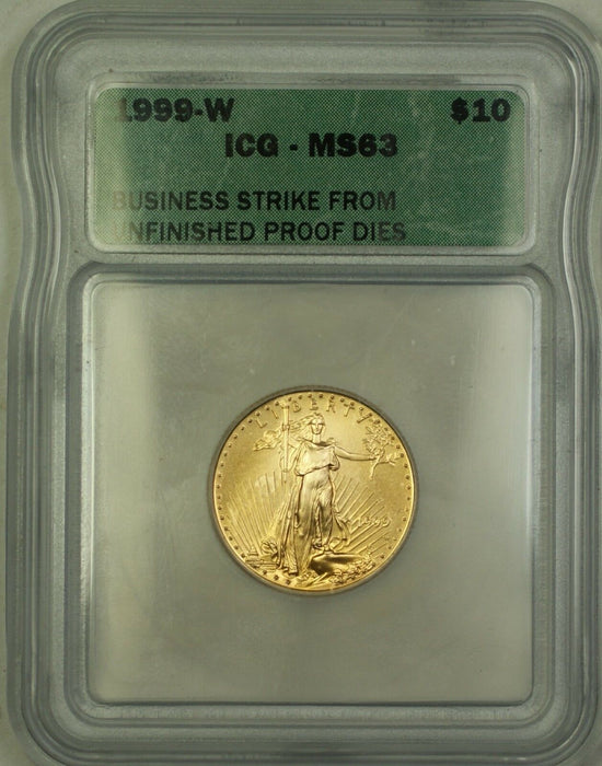 1999-W Emergency Issue $10 Gold Eagle Coin ICG MS-63 Unfinished PR Dies