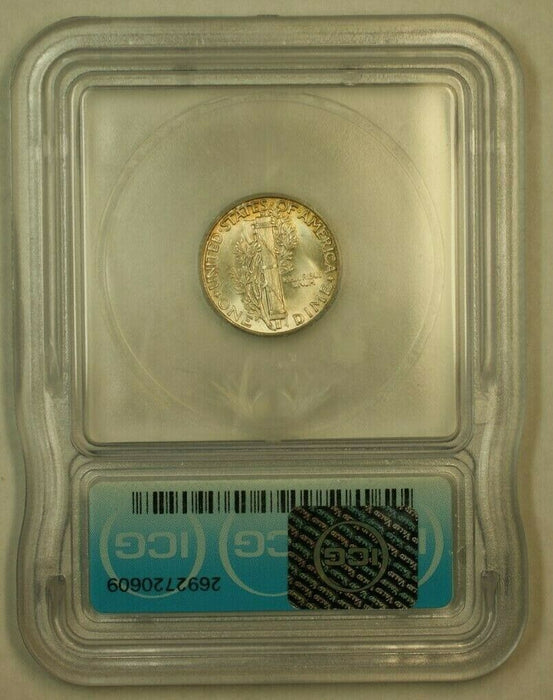 1943 Silver Mercury Dime 10c Coin ICG MS-65 (2B) Lightly Toned