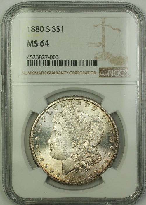 1880-S Morgan Silver Dollar $1 NGC MS-64 Lightly Toned (Better Coin) (15c)