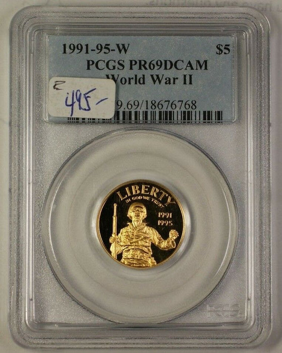 1991-95 W World War II WWII Commemorative Gold Coin $5 PCGS PF-69 Proof DCAM