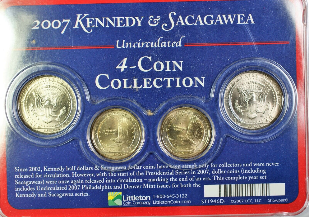 2007 Kennedy Half Dollar and Sacagawea BU $1 Sealed Coin Uncirculated Set