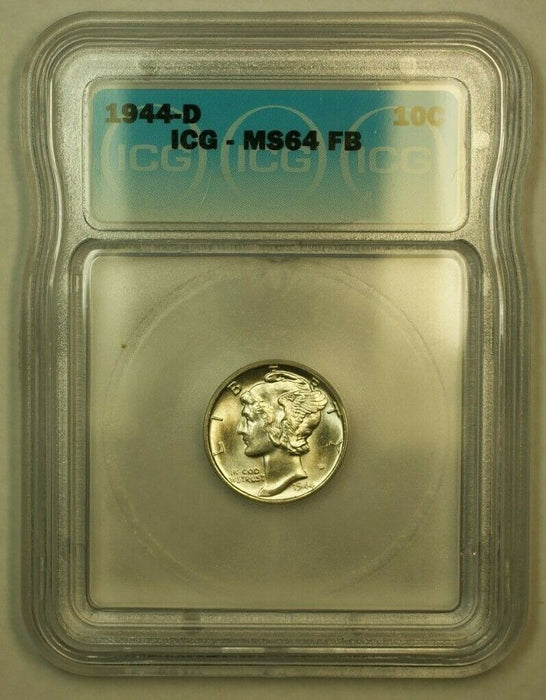 1944-D Silver Mercury Dime 10c Coin ICG MS-64 FB F