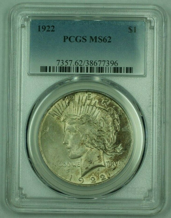 1922 Peace Silver Dollar S$1 PCGS MS-62 Toned (Undergraded) (A) (25)