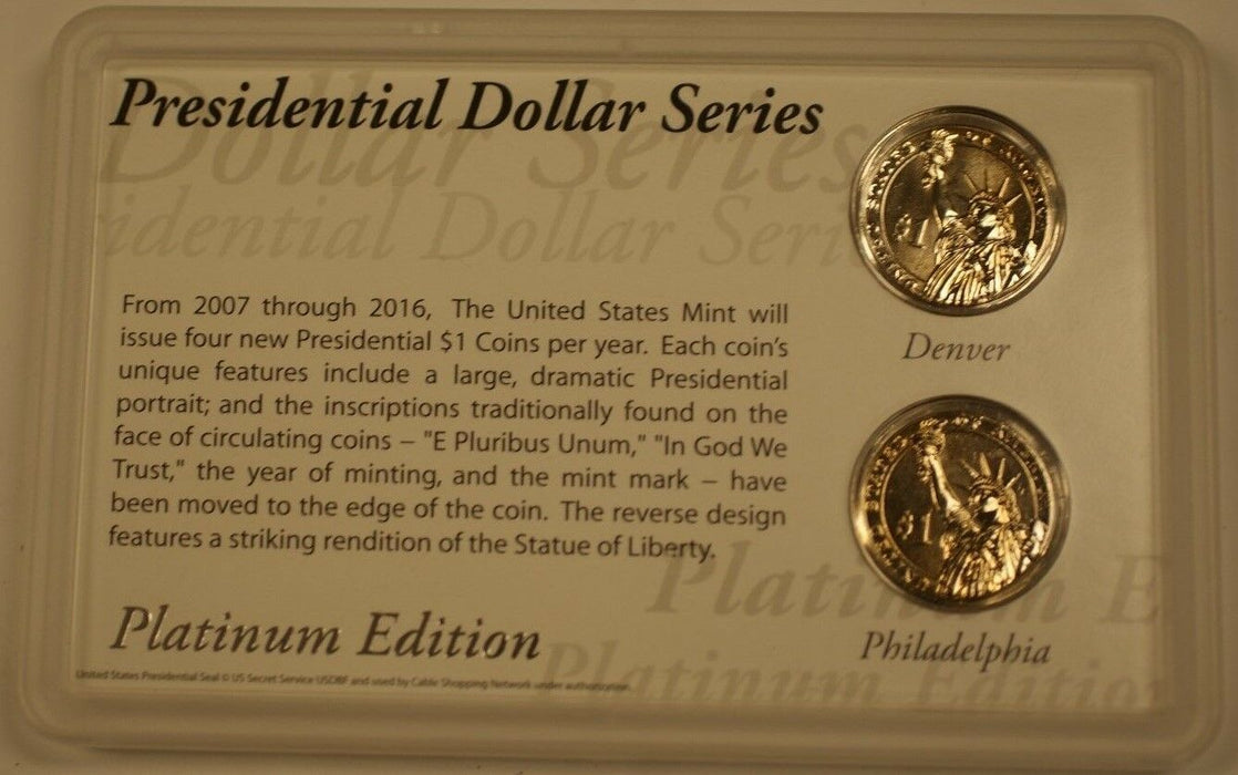 2008 P & D James Monroe Presidential Platinum Edition UNC Set $1 Dollar Coins