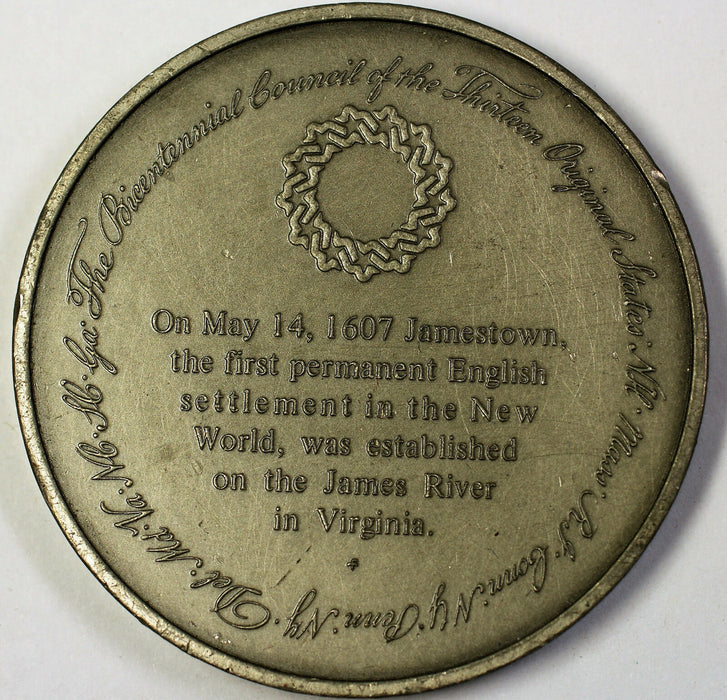 1976 Franklin Mint Jamestown Large Commemorative Fine Pewter Medal