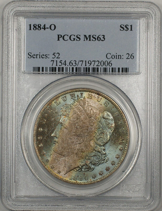 1884-O Morgan Silver Dollar $1 Coin PCGS MS-63 Beautifully Toned Obverse (11f)