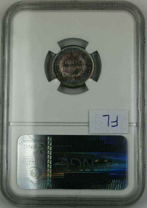 1837 Seated Liberty Dime Small Date NGC UNC Details Toned Very Choice BU Coin