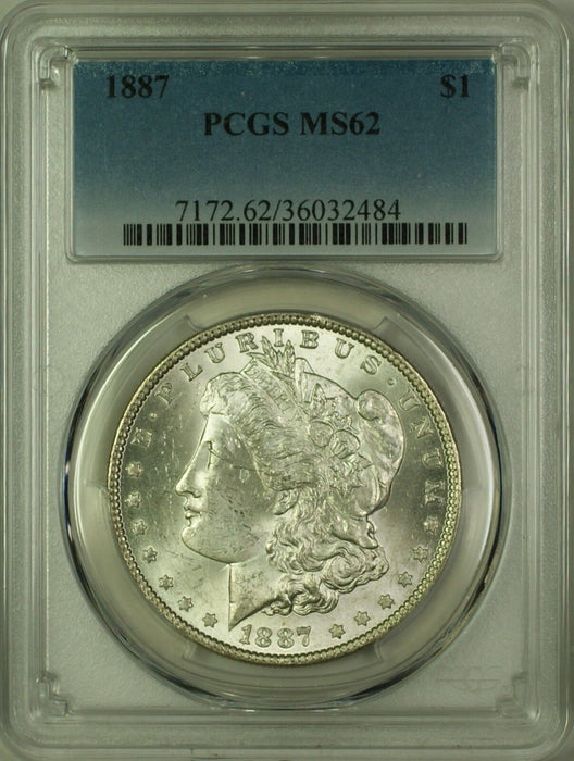 1887 Morgan Silver Dollar $1 Coin PCGS MS-62 (19q)