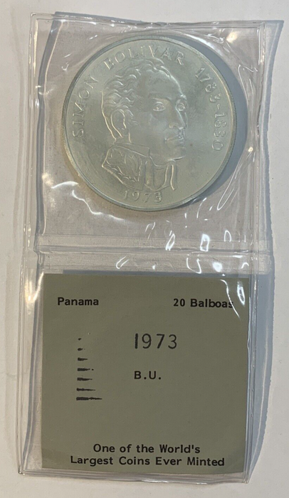 1973 Silver Panama Uncirculated 20 Balboas Coin
