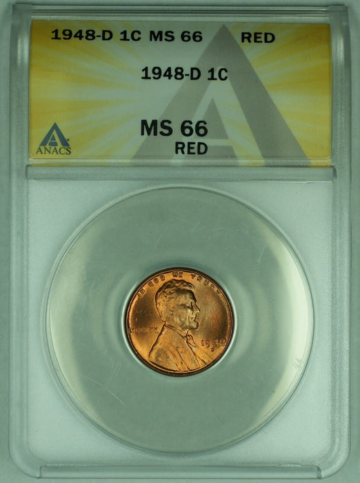 1948-D Lincoln Wheat Cent 1C Coin ANACS MS 66 RD (1)