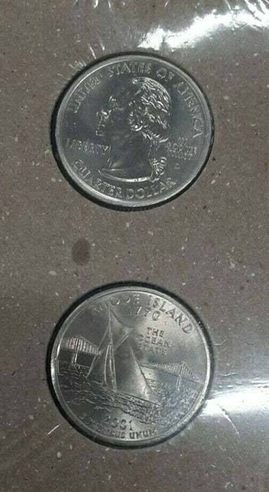 Rhode Island 2001 P&D Statehood Quarter Set in Orig. US Mint Coin Cover w/Stamp