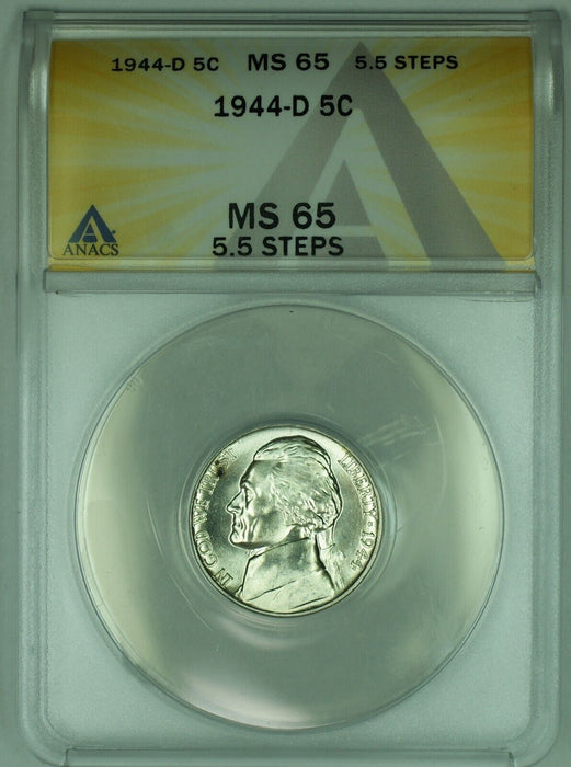 1944-D Jefferson Silver Nickel 5C ANACS MS 65-5.5 Steps (51)