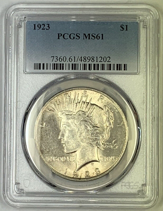 1923 Peace Silver $1 Dollar Coin PCGS MS 61 Looks Better (9) B