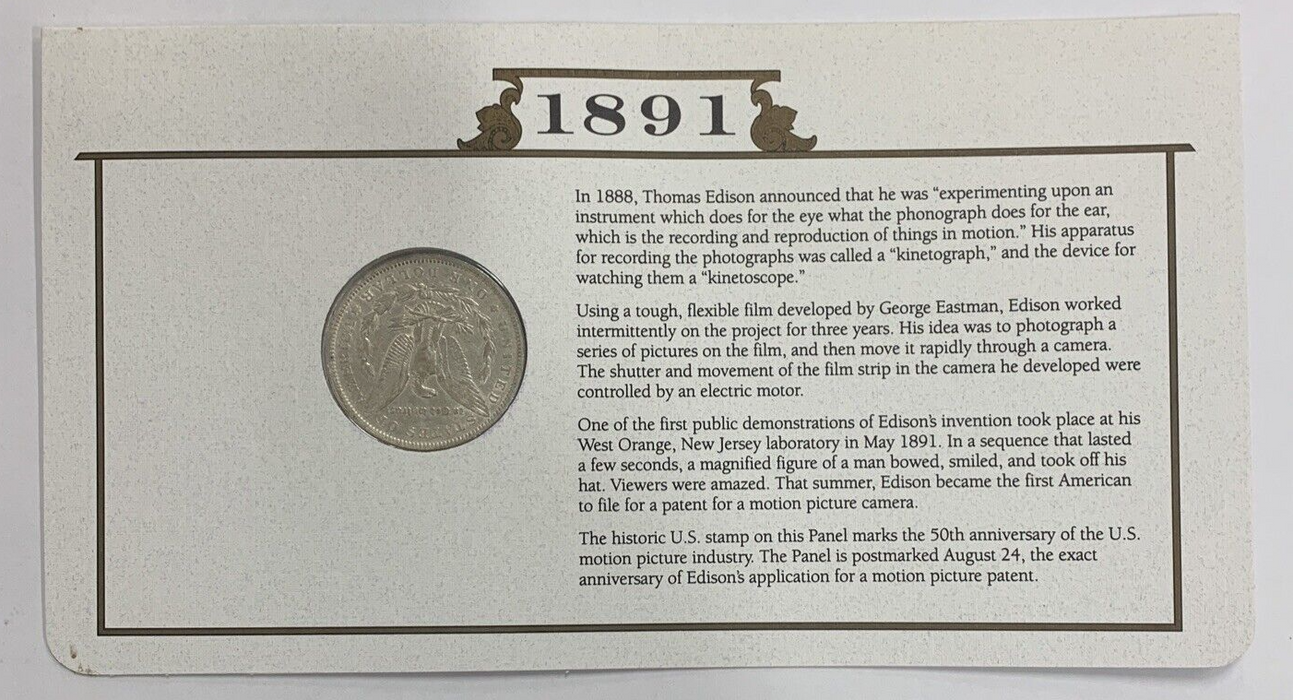 1891-O Morgan Silver Dollar $1 Coin Collection-Commemorative Stamp Card