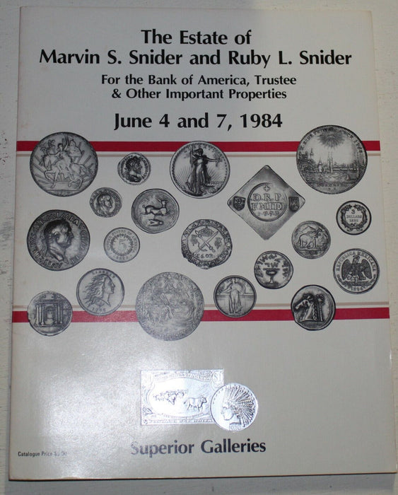 Marvin Ruby Snider Estate Superior Galleries Coin Auction Catalog 1984 WW6B9