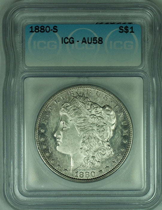 1880-S Morgan Silver Dollar $1 Coin ICG AU 58 (23)