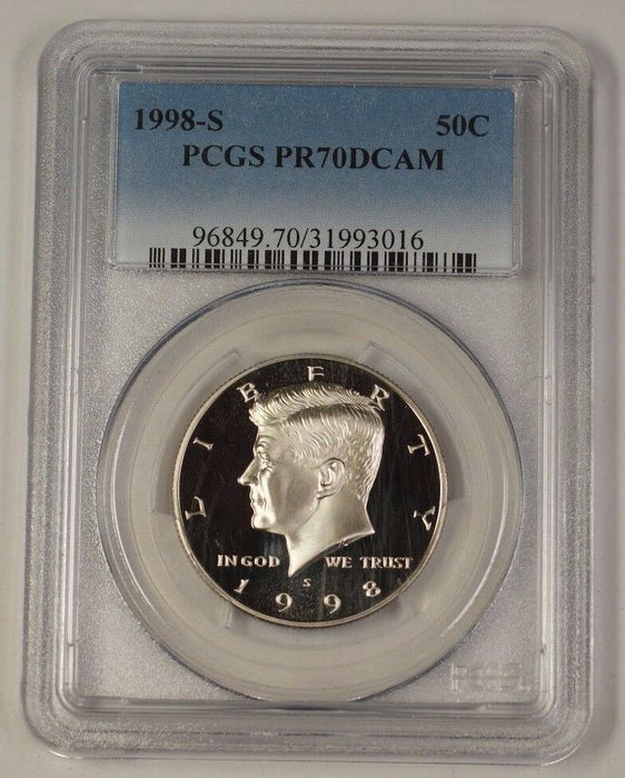 1998-S US Kennedy Clad Half Dollar 50c Coin PCGS PR-70 DCAM Deep Cameo Perfect