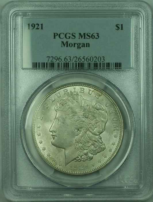 1921 Morgan Silver Dollar $1 Coin PCGS MS-63 (36) JJ