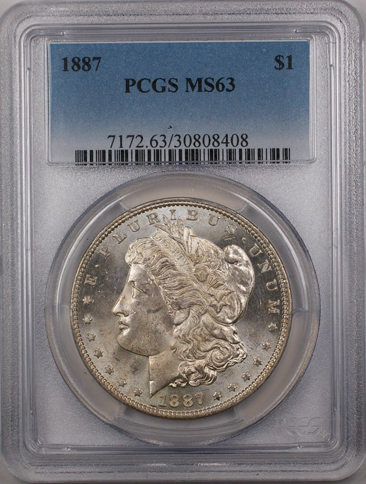 1887 Morgan Silver Dollar $1 Coin PCGS MS-63 (3G)