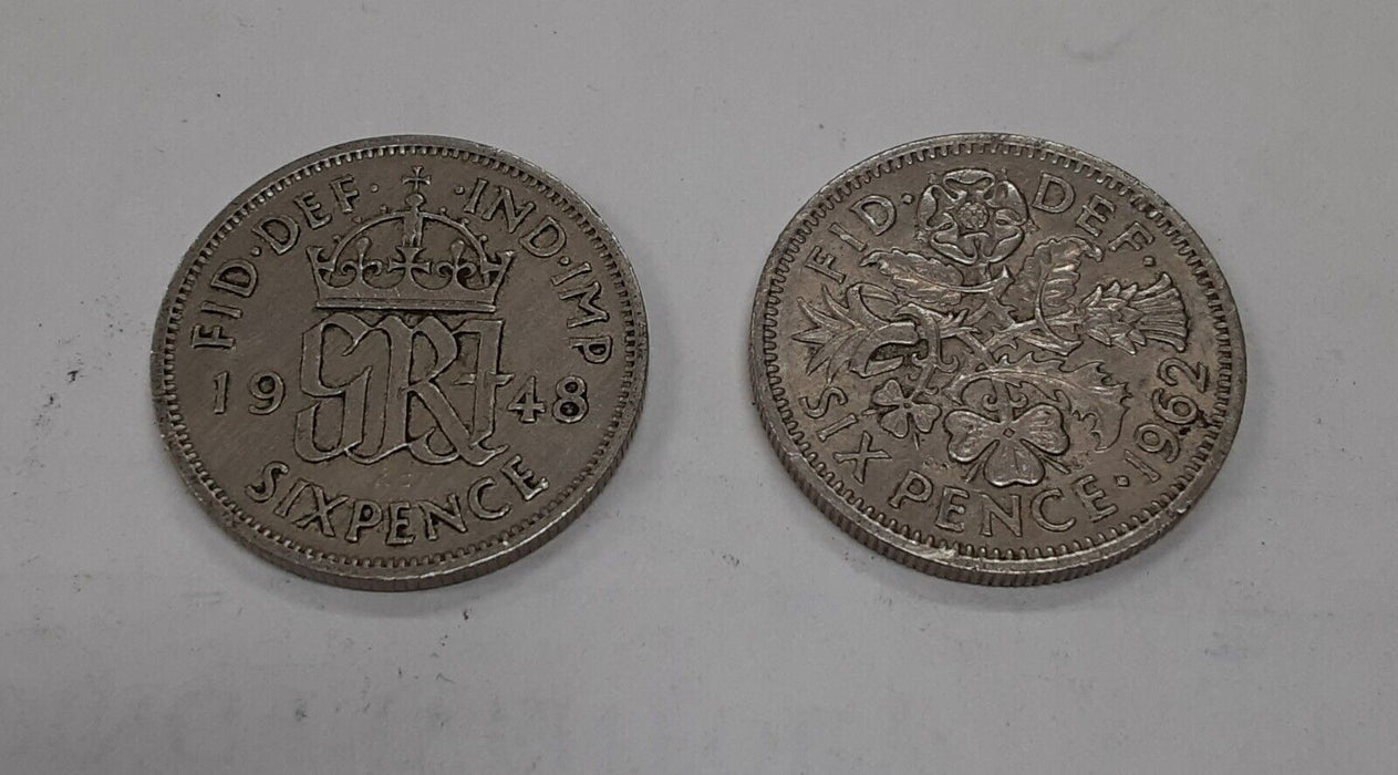 Lot of 100 Great Britain 6 Pence Coins (1947-1970) George VI/Elizabeth II  Circ