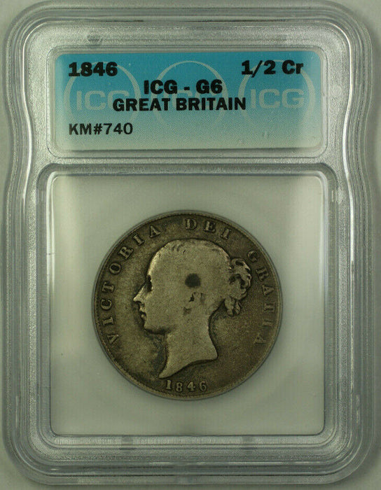 1846 Great Britain Silver Half Crown ICG G-6 KM#740