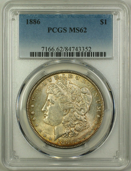 1886 Morgan Silver Dollar $1 Coin PCGS MS-62 Toned (16d)