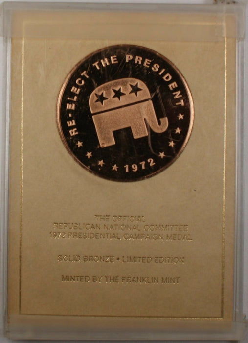 1972 Richard Nixon Re-election Campaign Proof Franklin Mint Bronze Medal (check)
