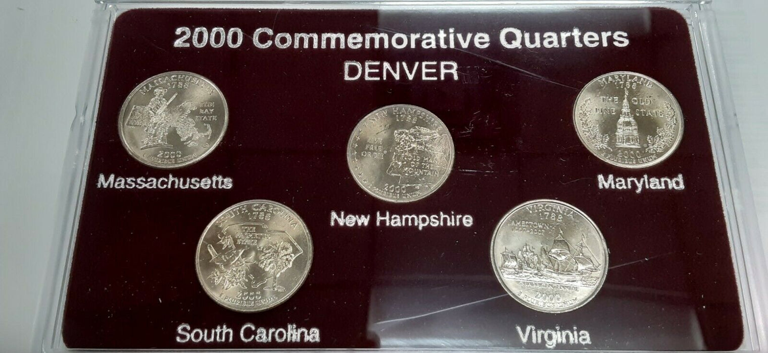 2000-D Commemorative Quarters 5 Coin Set 50 States Program-BU in Plastic Case