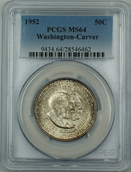 1952 Washington-Carver Commemorative Silver Half Dollar Coin PCGS MS-64 Toned
