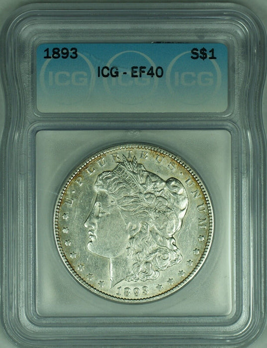 1893 Morgan Silver Dollar $1 Coin ICG XF 40 (23)