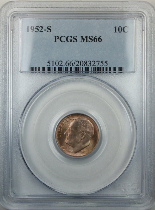 1952-S Silver Roosevelt Dime 10c Coin PCGS MS-66 Toned (B)