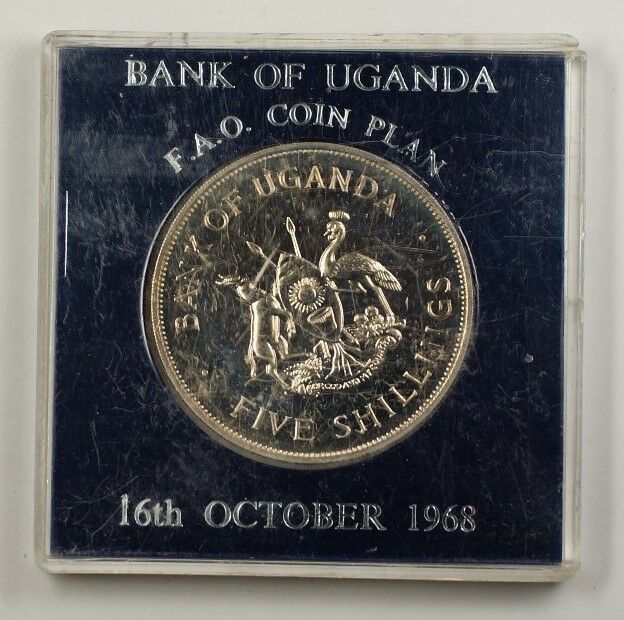 1968 16th October Bank of Uganda FAO Coin Plan Grow More Food 5 Schillings