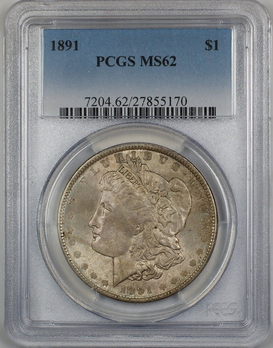 1891 Morgan Silver Dollar $1 Coin PCGS MS-62 Toned (4A)