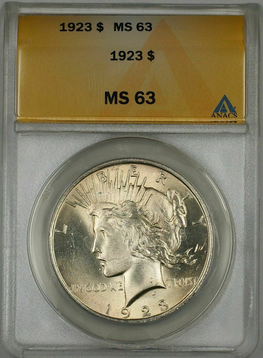 1923 Peace Silver Dollar $1 ANACS MS-63 (Better Coin) (10a)