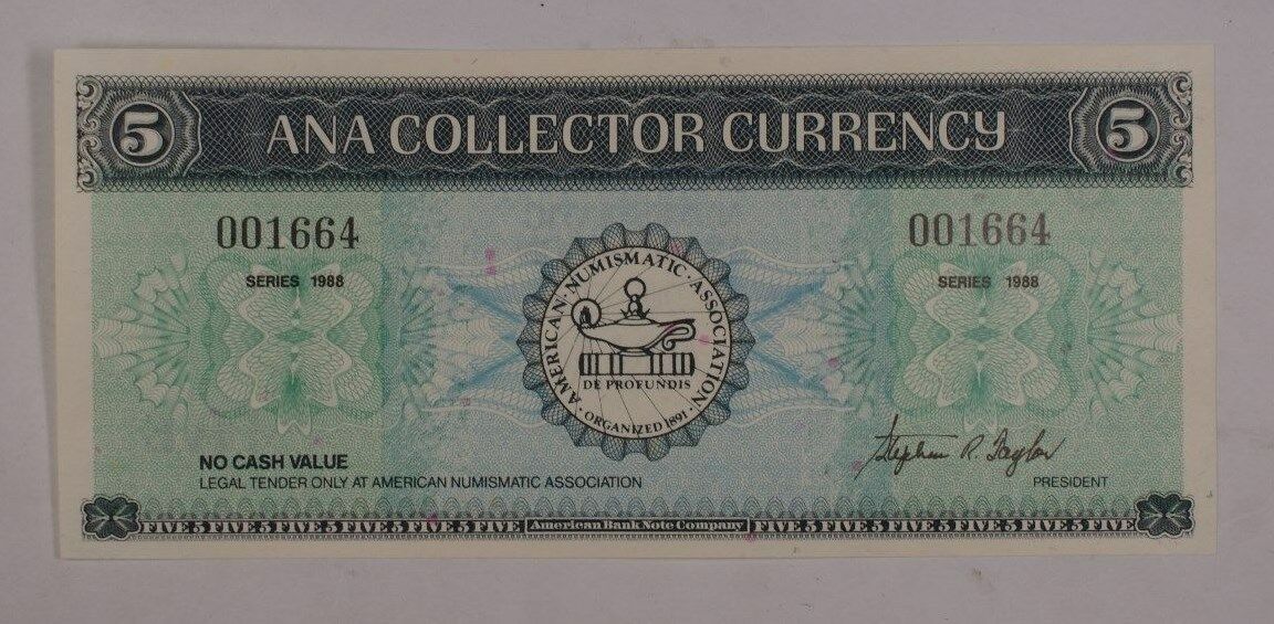 ANA collector currency blue matching serial numbers 1$ 5$ Series 1988 ABNC