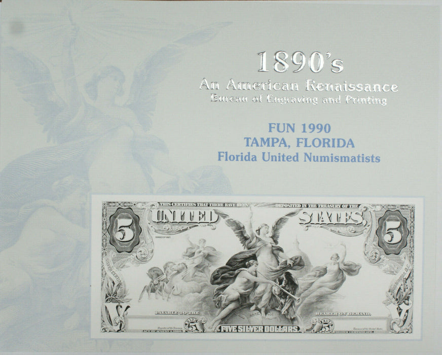 BEP Souvenir Card B 133 1990 FUN 1897 Proposed $5 Silver Certificate