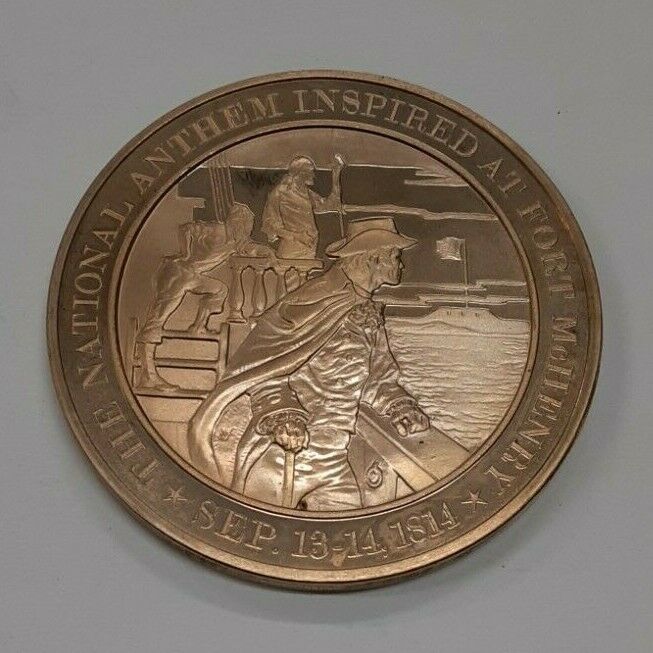 Bronze Proof Medal National Anthem Inspired at Ft. McHenry Sept. 13-14 1814