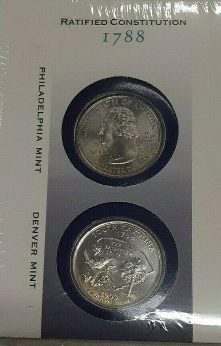 South Carolina 2000 P&D Statehood Quarter Set in Orig. US Mint Cover w/Stamp