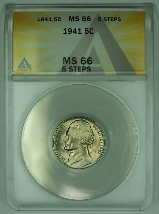 1941 Jefferson Nickel 5C ANACS MS 66 5 Steps (51)