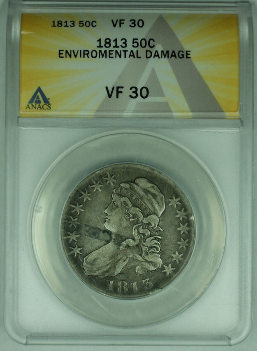 1813 Bust Half Dollar .50C ANACS VF 30 Details