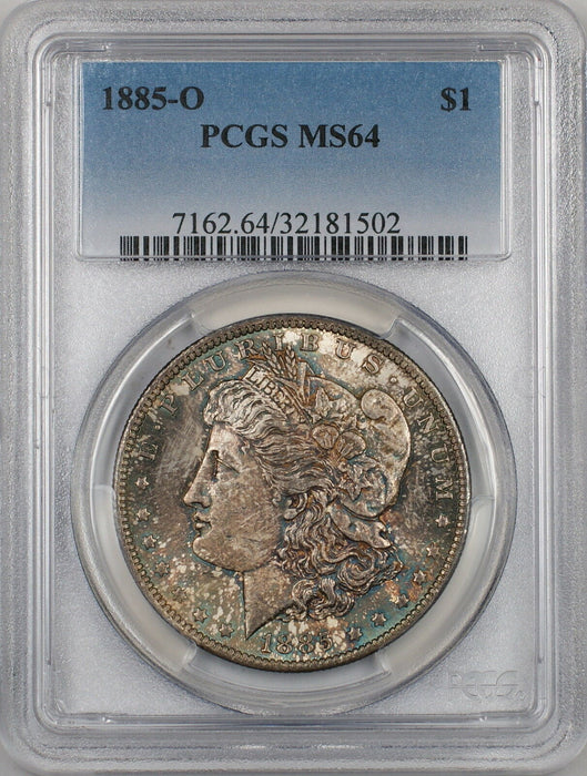 1885-O Morgan Silver Dollar $1 Coin PCGS MS-64 Toned (7A)