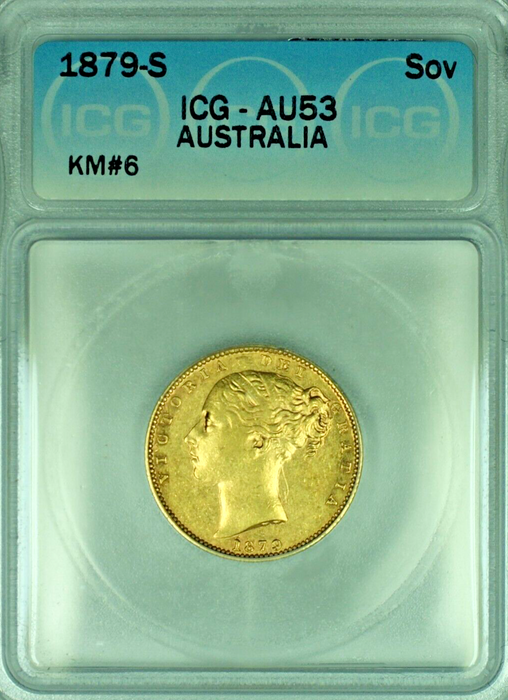 1879-S Australia Sovereign SOV Australian Gold Coin ICG AU-53