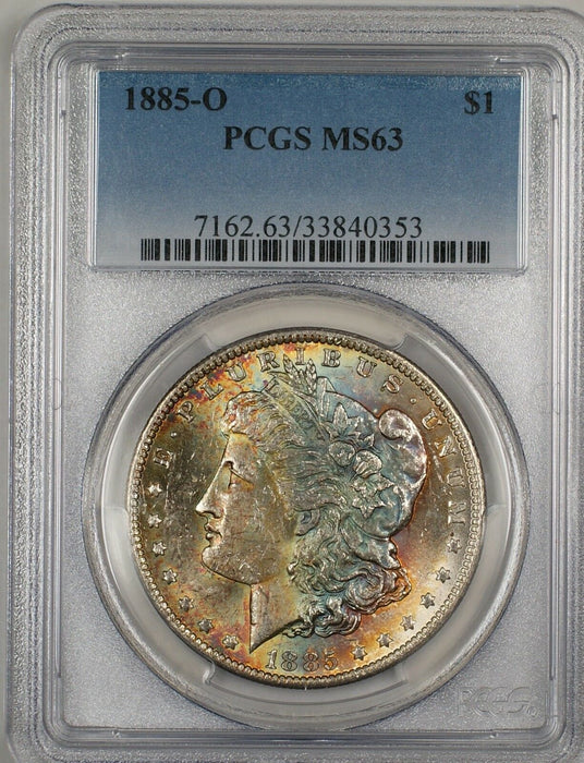 1885-O Morgan Silver Dollar $1 Coin PCGS MS-63 Beautifully Toned Obverse (11a)