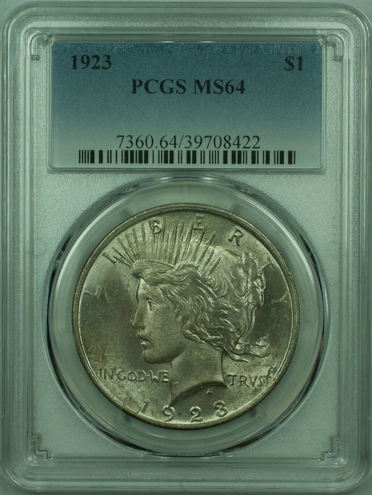 1923 Peace Silver Dollar $1 Coin PCGS MS-64 Lightly Toned (29) S