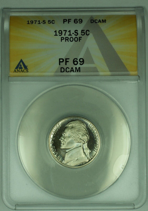 1971-S Jefferson Nickel Proof 5C ANACS PR 69 DCAM (52)