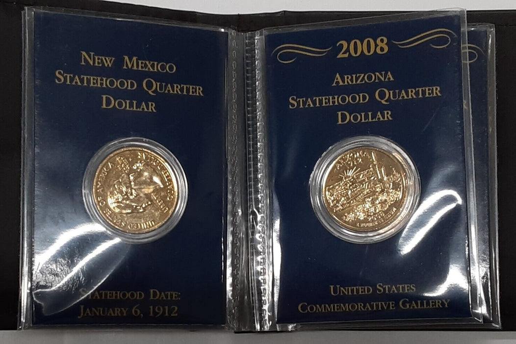 2008 State Quarters 5 Coin Set 50 States Program-UNC/Gold Plated in Binder