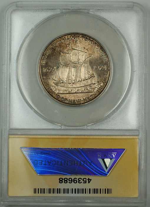 1924 Huguenot Commemorative Silver Half Dollar ANACS MS-63 (Better Coin) Toned B