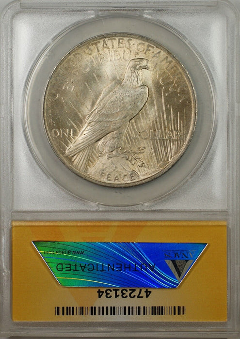1923 $1 Peace Silver Dollar Coin ANACS AU-58 Toned (Better Coin) (8A)